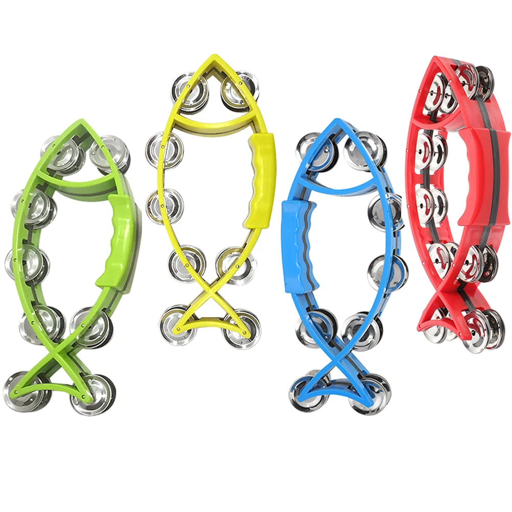 4 Uds. Instrumento Musical de anillo de mano para niños, juguete de percusión para bebés, pandereta portátil para niños puesta en escena