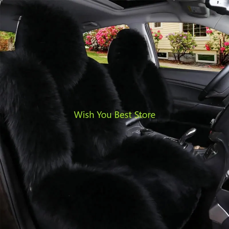 Universal Car Winter Wool Warm Front Seat Cover Luxury High Quality Fur Seat Cushion Auto Interior Accessories NEW