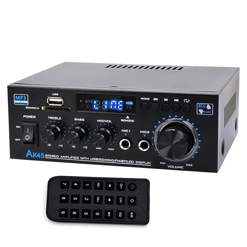 Auto-Partner  12V 220V 110V  HiFi Digital Amplifier Max Power 90Wx2 Channel 2.0 Bluetooth Surround Sound AMP Speaker AK45