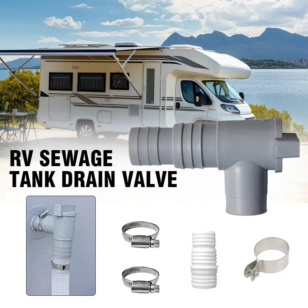 RV Sewage Tank Drain Valve Motorhome Waste Water Tank Tap Clamps Camper With Accessory Hose Drain 28/32mm Drainage W9J6