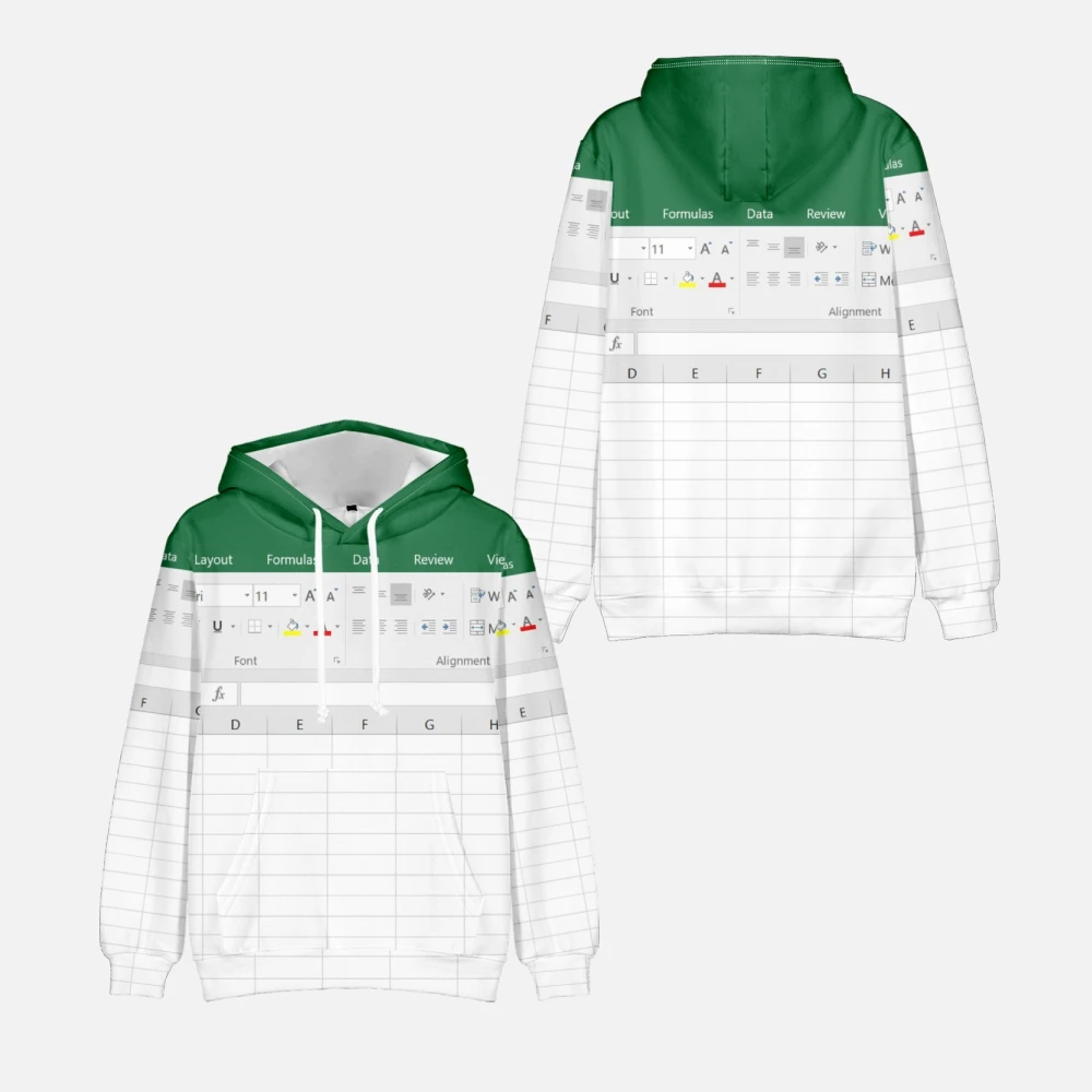 Casual Excel Hoodie For Men And Women Spreadsheet Software Design Print Pullover Y2K Hombre Fashion Creative Tops Hoodie 2026