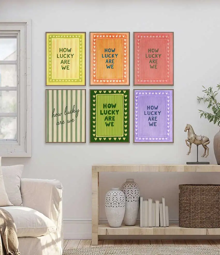 Print Poster Modern Heart Stripe Art Prints Bedroom Living Room Wall Home Decor 