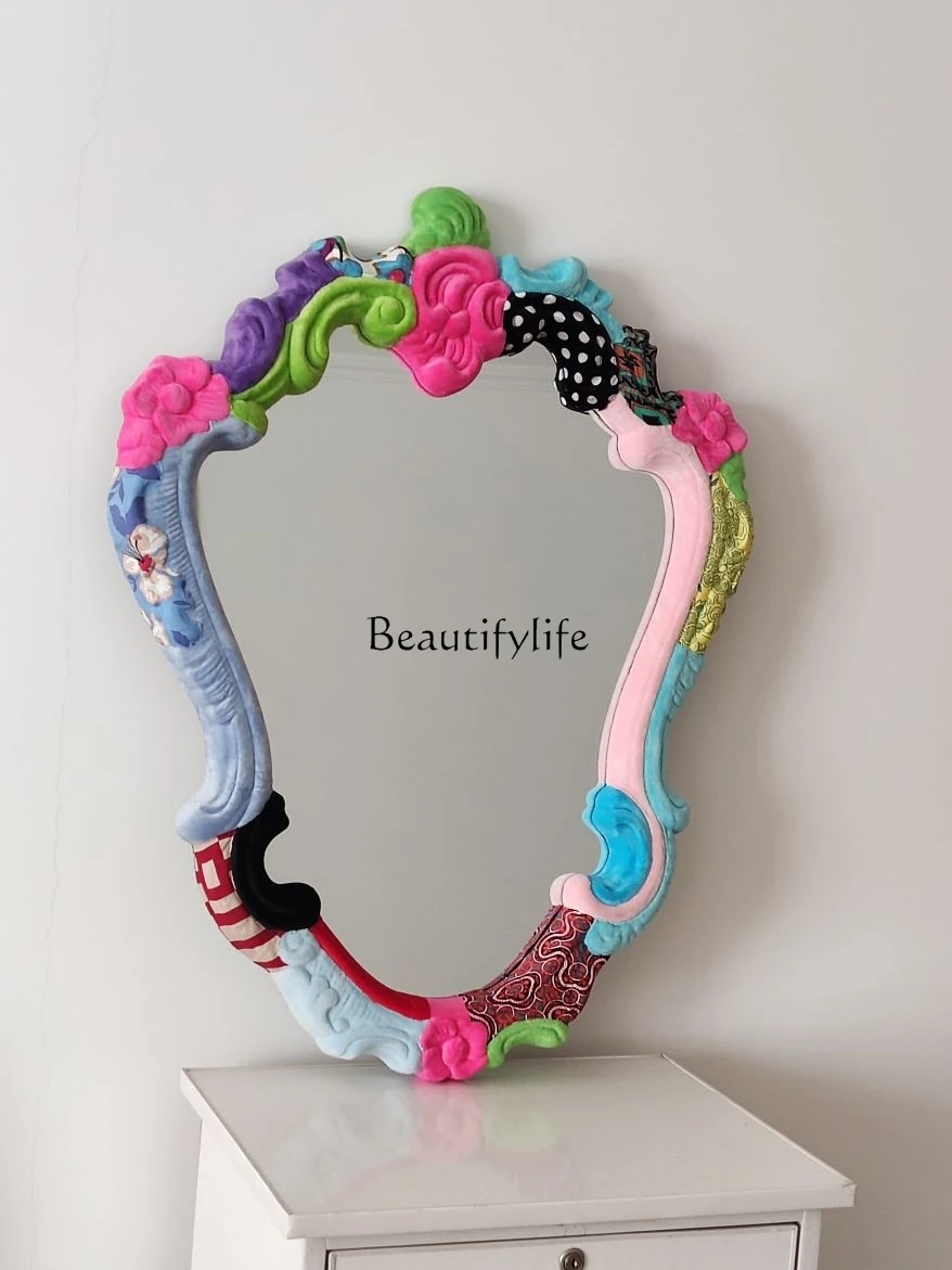 Bedroom Dressing Mirror Living Room Entrance Cabinet Cafe Princess Bathroom European Color Mirror