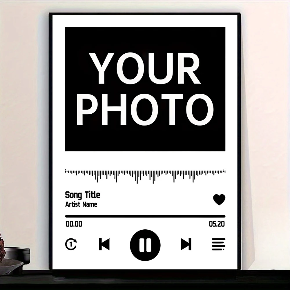 Customized Music Album Canvas Print Personalized Family Couple Portrait Photos & Song Title Wall Art Posters for Home Decor Gift