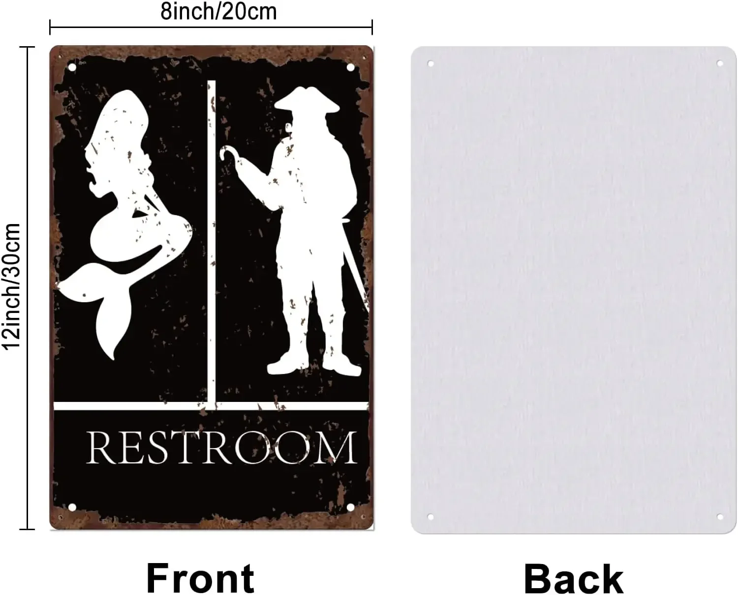 Metal Tin Sign Funny Mermaid Pirate Vintage Iron Sign Gothic Restroom Door Decor Metal Plaque Bathroom Ship Retro Wall Art