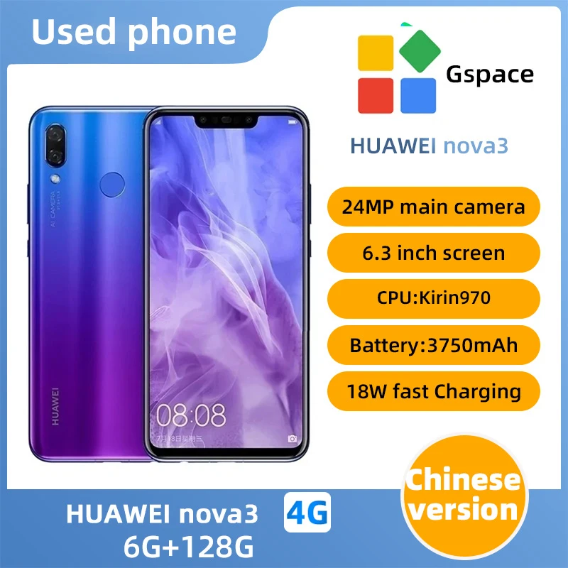 HUAWEI nova3 Android 4G Unlocked 6.3 inch 128G All Colours in Good Condition Original Cell phone used phone