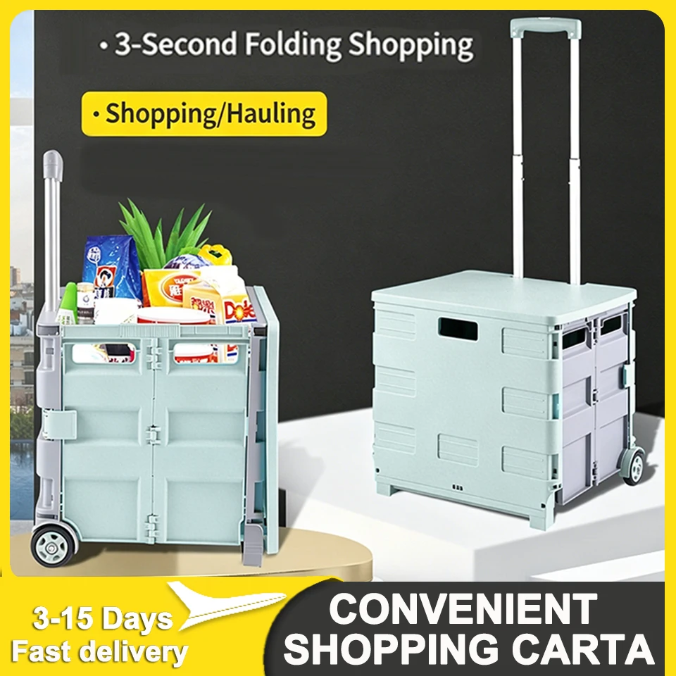 25L 5S Quick Folding Lightweight Shopping Trolley Snack Rack 2 Rotate Wheels Climb Stairs Grocery Camping Picnic Travel Veg Bung