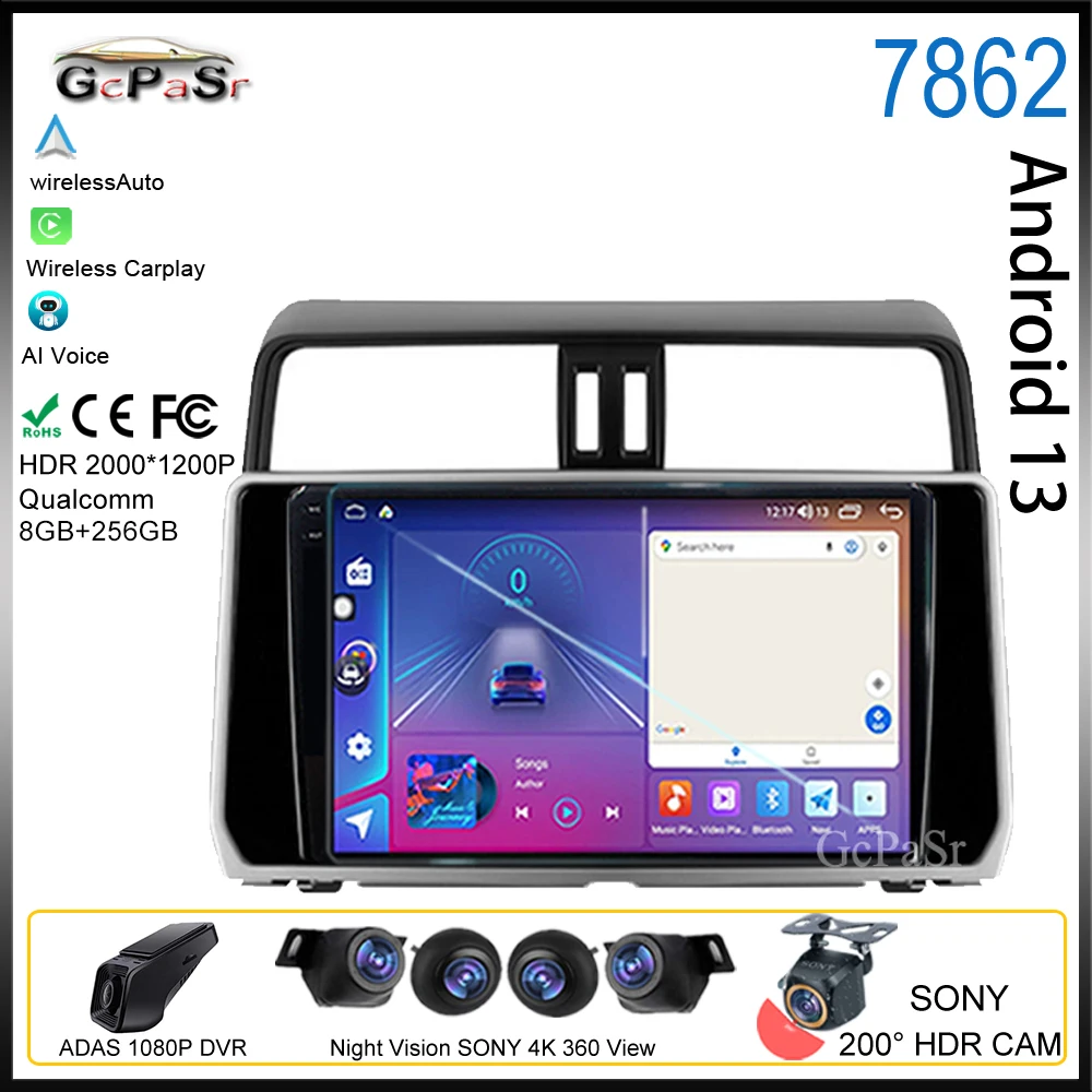 

Android For Toyota Land Cruiser Prado 150 2017 - 2018 Auto Radio Multimedia Video Player 7862 Navigation Stereo No 2din Carplay