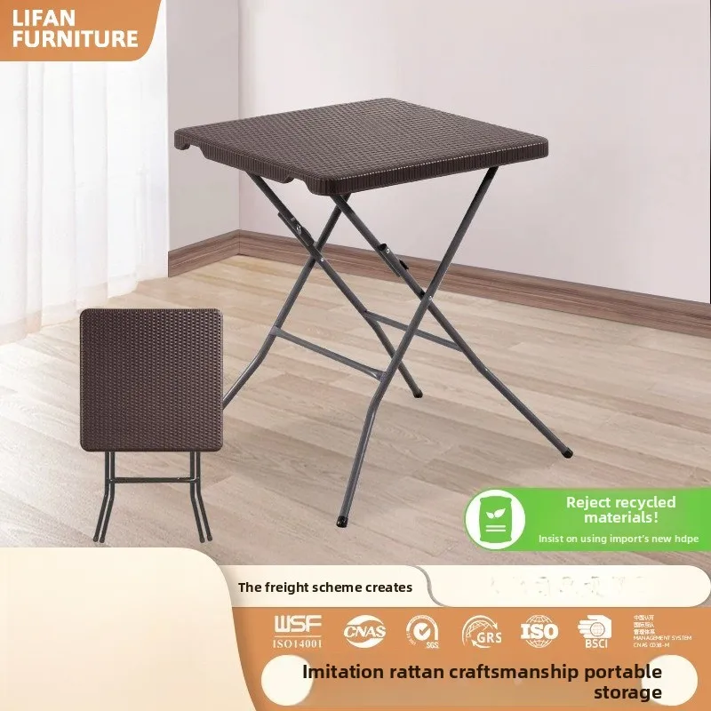 

Outdoor Folding Table Nordic Style Mini Small Plastic Table Patio Rattan Chair Portable