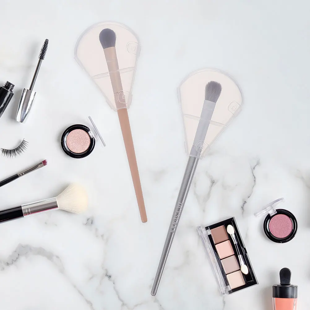 

6 Pcs Large Highlighter Protector Cover Makeup Brush Accessory Head Makeup Brush Accessory White Color Plastic