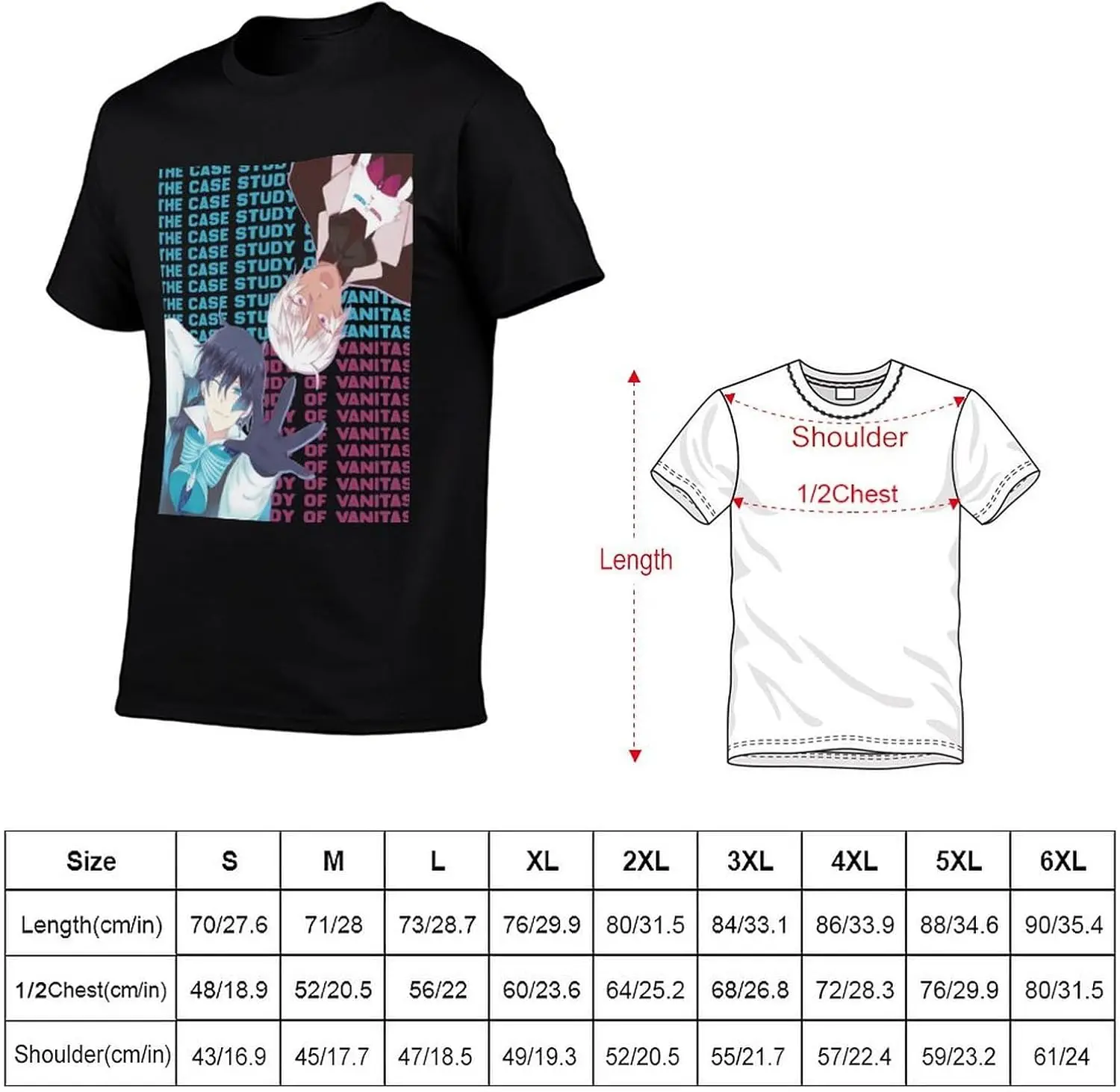 Anime The Case Study of Vanitas T Shirt Mens Summer Print O-Neck Tee Classic Short Sleeve T Shirt