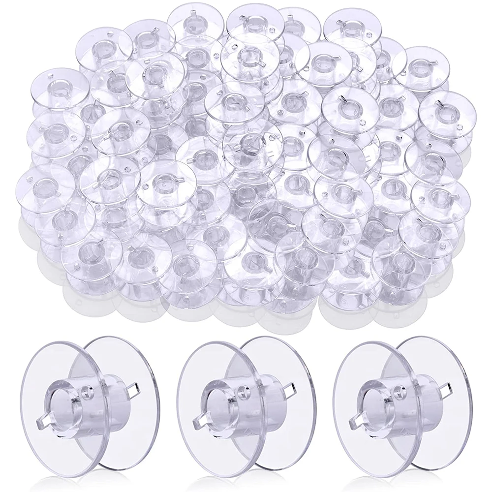 50pcs Sa156 Bobbins for Brother Sewing Machine Plastic Bobbins with Case Transparent Plastic Sewing Machine Bobbins DIY Sewing