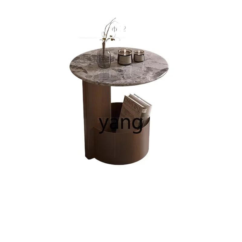 LTT living room marble sofa side table removable small coffee table round light luxury balcony bedside table