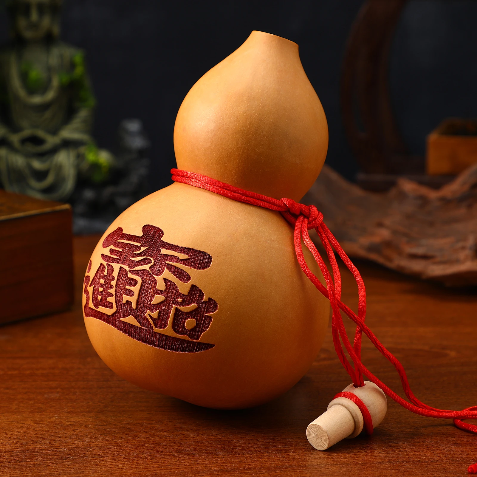 

Dried Gourd Wine Bottle Carved Traditional Chinese Home Decor Gourd Jug for Water Storage Decorative Gourds