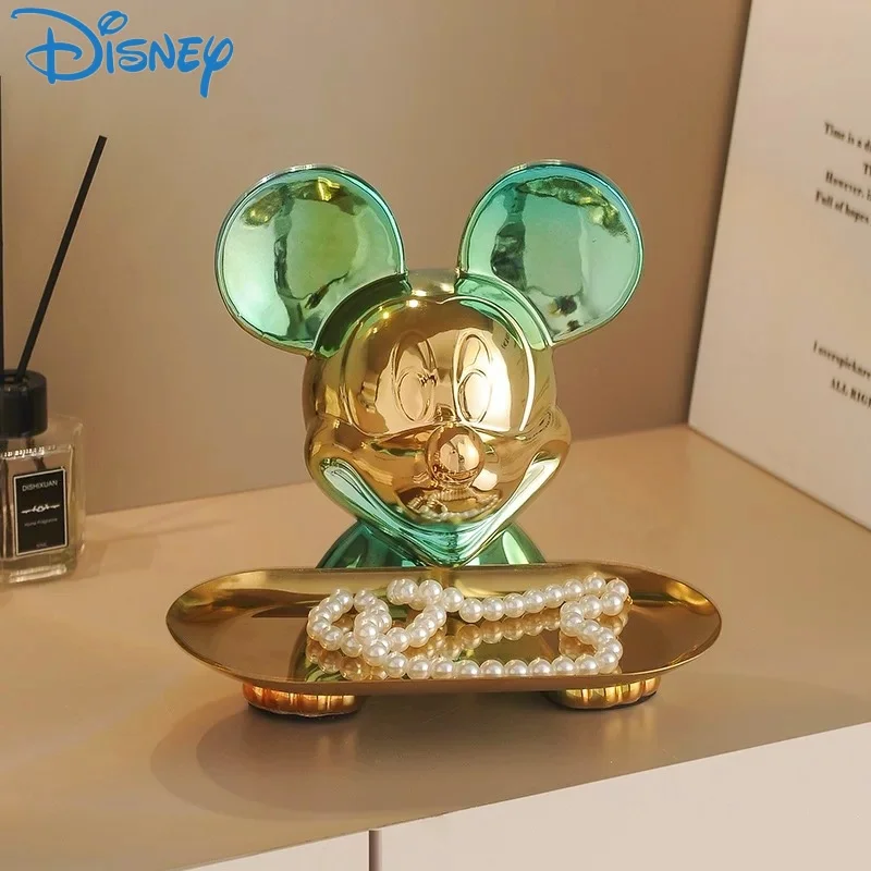 

Disney Tv Cabinet Luxury Cartoon Kawaii Mickey Mouse Tray Ornaments Home Entrance Key Storage Decoration Electroplat Ornament To