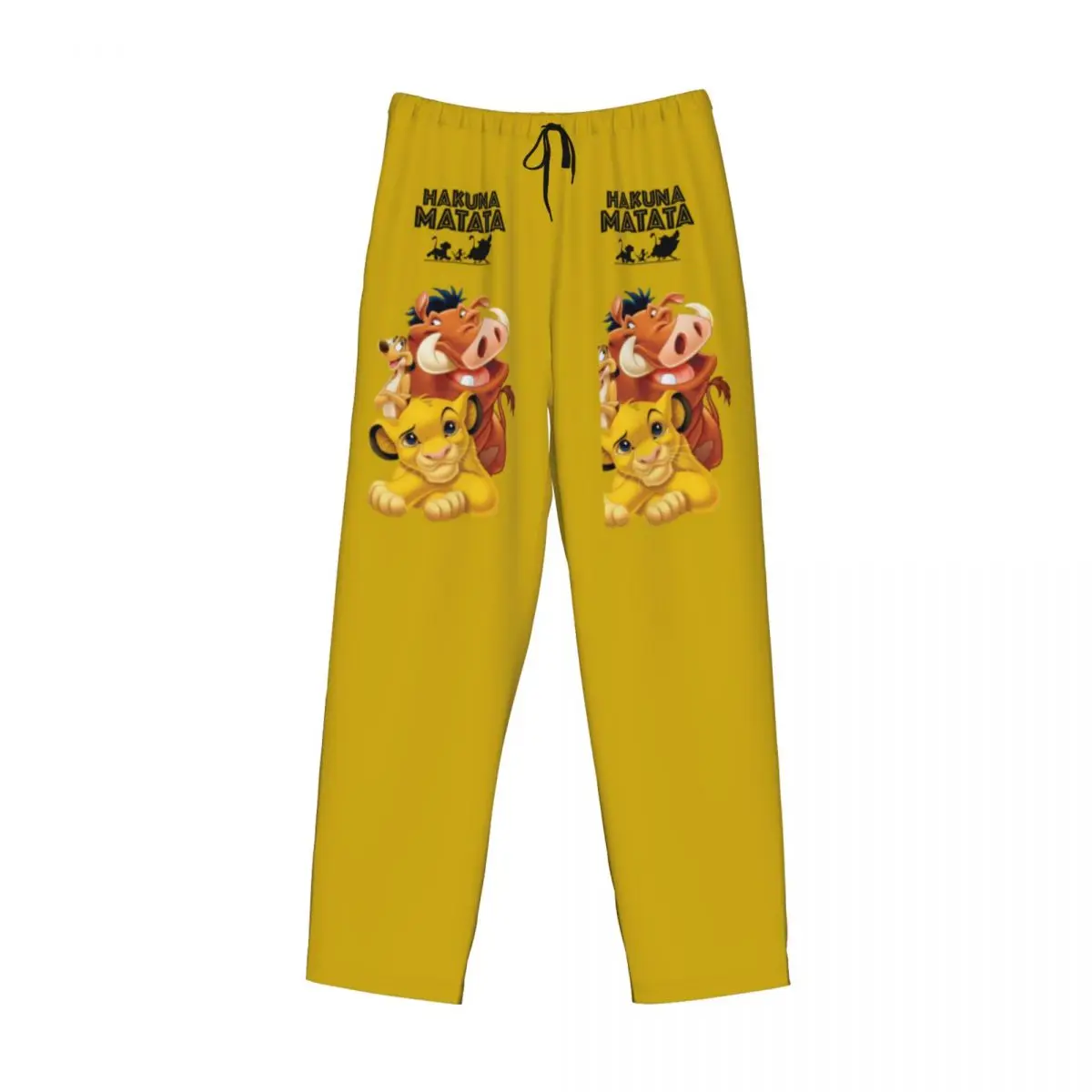 Custom Simba Pumbaa The Lion King Pajama Pants Sleepwear Men Elastic Waistband Hakuna Matata Sleep Lounge Bottoms with Pockets