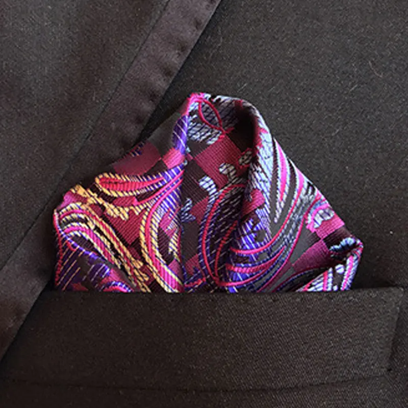 منديل رجالي مربع الجيب أنيق بأنماط كلاسيكية لحفلات الزفاف الرسمية