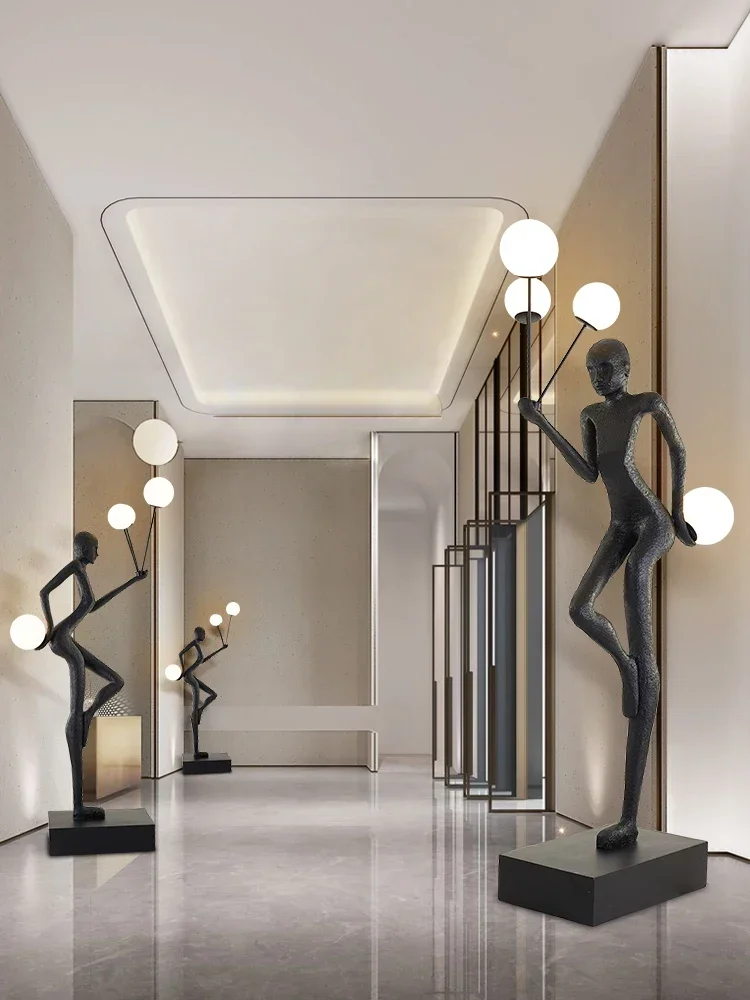 YY Creative Man-Shaped Mall Abstract Figure Sculpture Welcome Art Floor Lamp