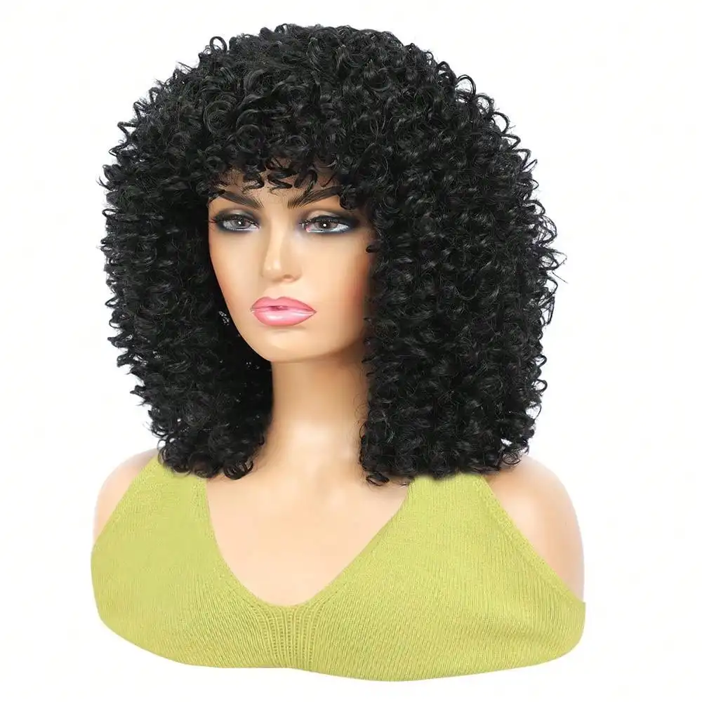 شعر مستعار نسائي أفرو قصير مجعد من MSIWIGS، شعر صناعي مقاوم للحرارة، أشقر بني وأحمر وأسود #2