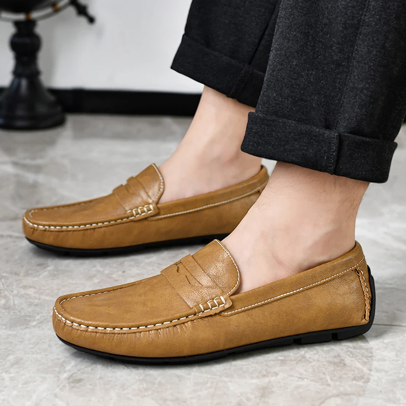 

Новые мужские дышащие туфли-мокасины Brand's с перфорацией, на мягкой подошве, весенние, модные, комфортные, с круглым носком, для отдыха, нескользящие, для вождения
