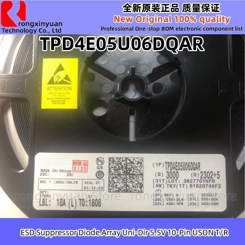 50PCS TPD4E05U06DQAR TPD4E05U06 USON-10 ESD Suppressor Diode Array Uni-Dir 5.5V 10-Pin USON T/R Original New 100% quality