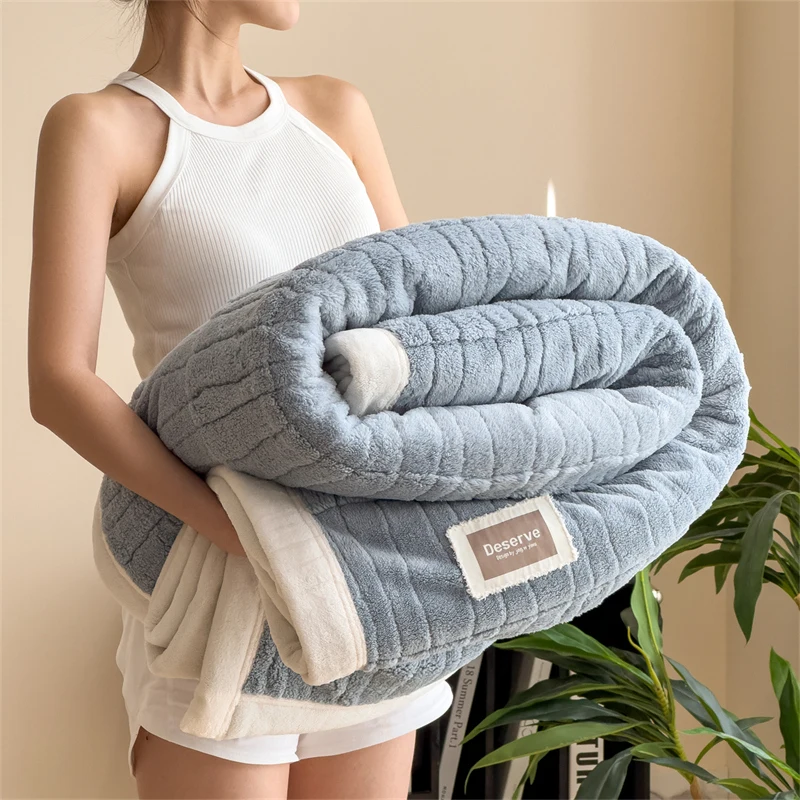 

Thicken Double Warm Winter Yunxi Rong Blankets Sleeping Bed Nap Sofa Blanket Camping Quilt Cotton Fluffy High-weight Jacquard