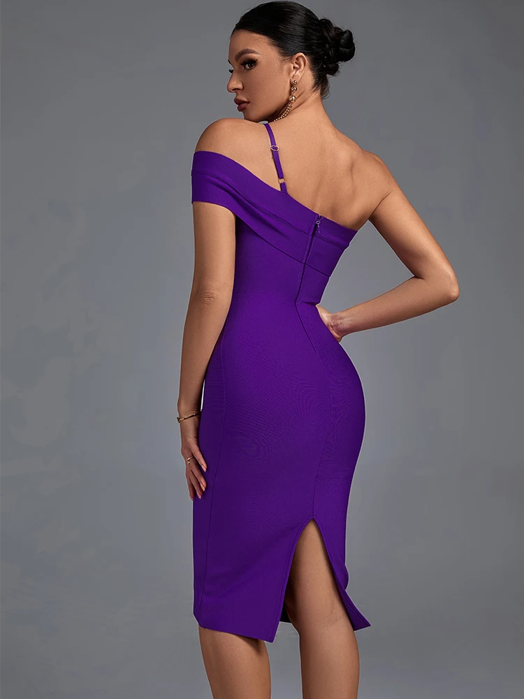 Bandage Dress 2022 Women Purple Bandage Dress Bodycon Elegant Sexy Cut Out Evening Party Dress Summer Brithday Club Outfits