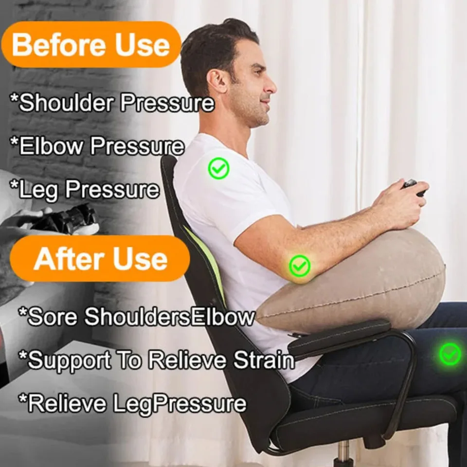 Multifunctional Half Moon Inflatable Pillow Special Design For Office Reading & Gaming Lazy Crescent Body Supplement