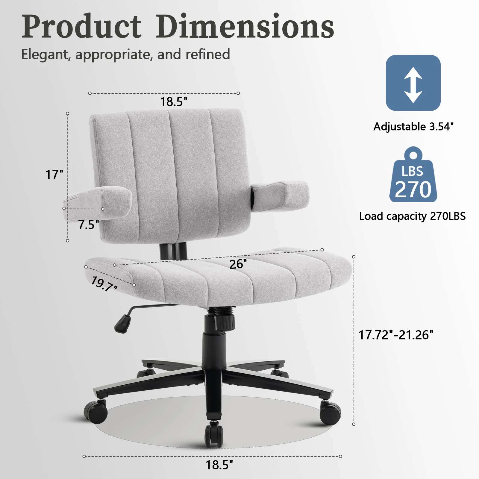 VIGOSIT Criss Cross Chair, Anti-Grip fabric Comfort Cushion Modern Tailor Seat chair for Office,Cute Vanity Swivel Chair with Back Modern Fabric with Wheels Swivel Task Home Gaming Chair image 2