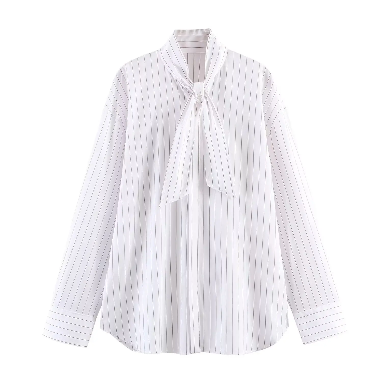 

Женская весенняя новинка: модная универсальная блузка из поплина в полоску с длинным рукавом для повседневной носки и офиса