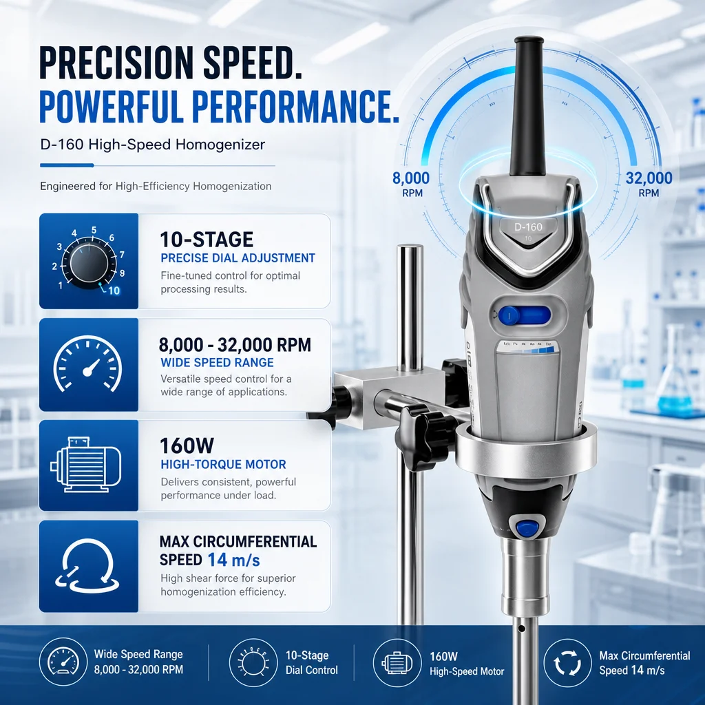 IKEME Handheld High Speed Mixer 8000-32000rpm Cosmetic Tissue Cells Homogenizer Emulsifier Machine for Laboratory Use
