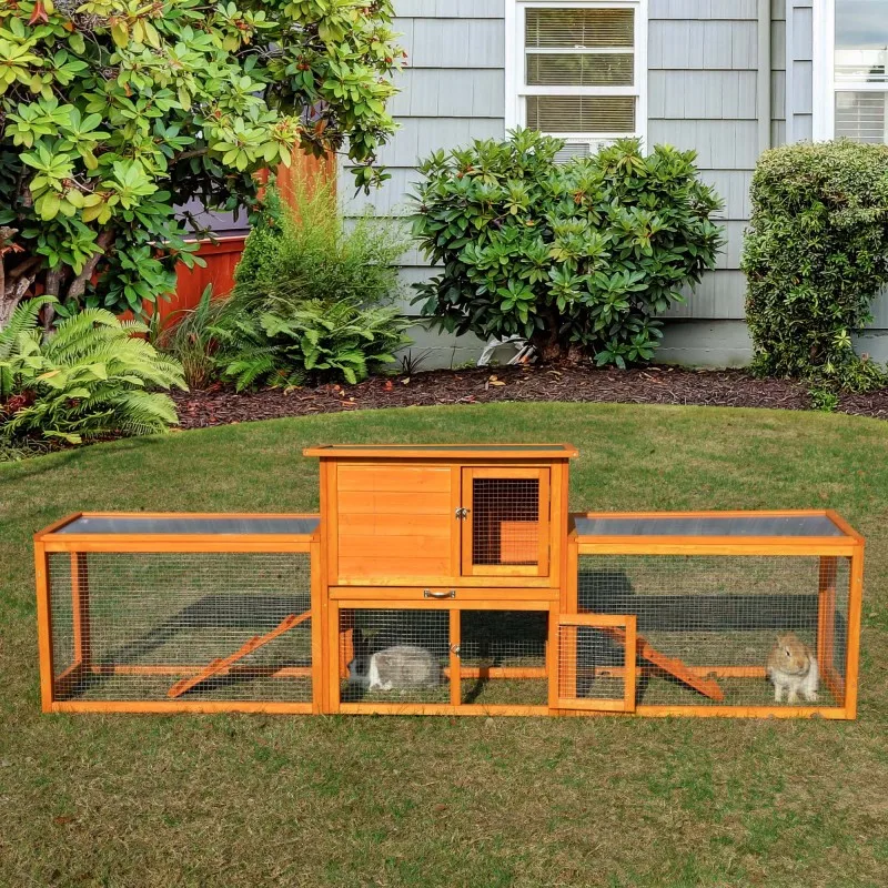 

Large three box rabbit cage,for Indoor and Outdoor Use, orange