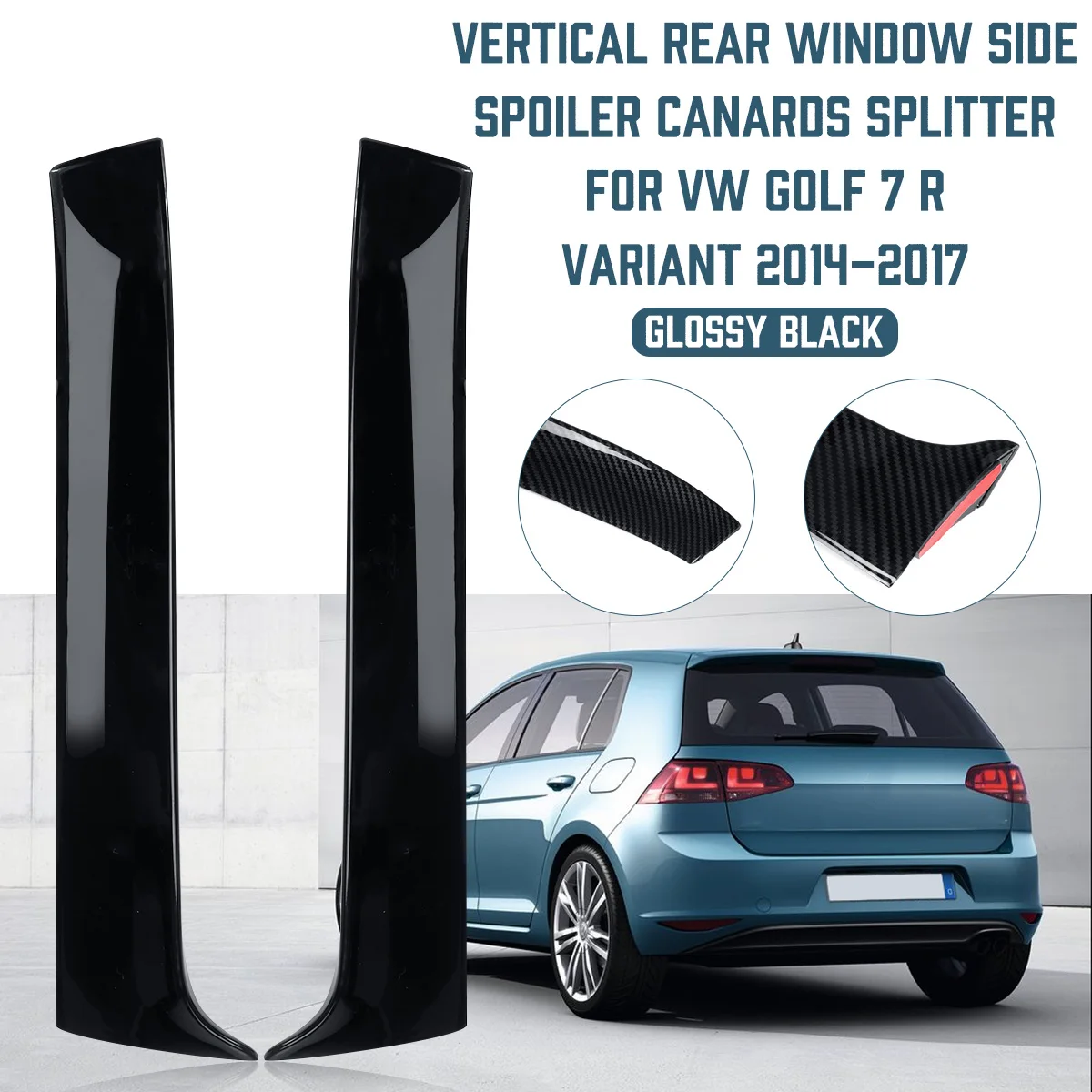 Pair For VW For Golf 7 R Variant Wagen 2014-2017 Car Rear Window Trim Lip Spoiler Canard Splitter Diffuser Side Edge Tail Flap