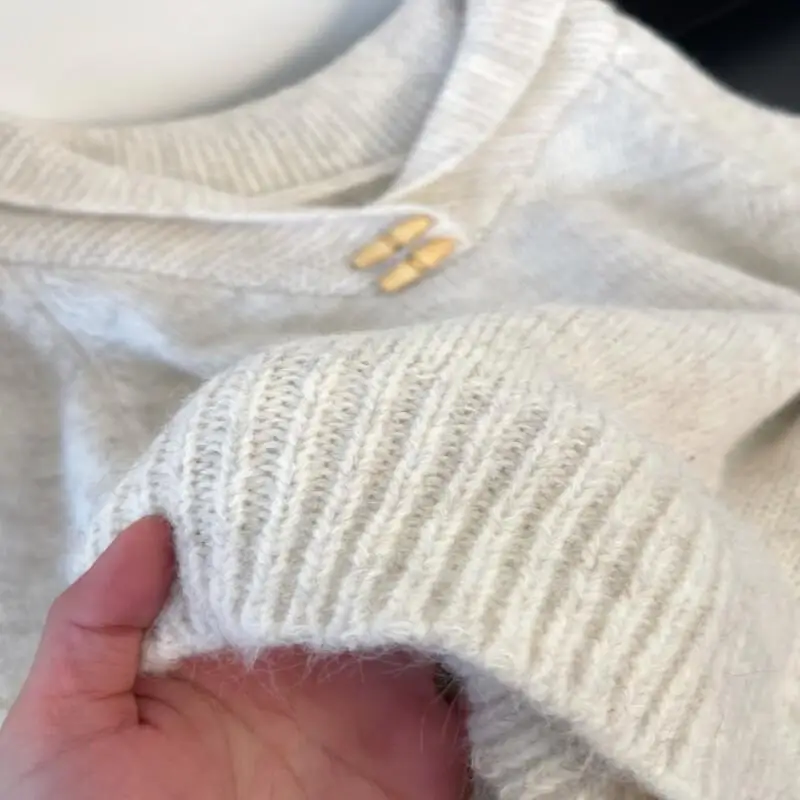 حجم كبير فتاة تريكو كسول نمط البقرة القرن مشبك رمادي التلبيب سترة للنساء في أوائل الربيع راجلان الأكمام المرأة سترة