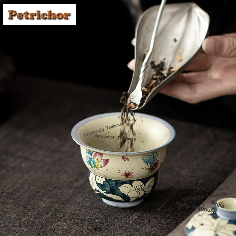 115ml Caramel Glaze Butterfly Lily Gourd Gaiwan Creative Tea Tureen Tea Bowl With Lid Kit Tea Maker Cover Bowl Tea Items Craft