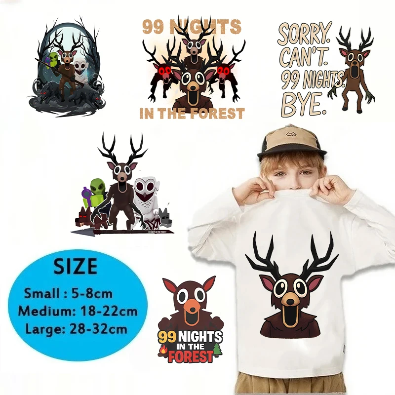99 ليلة في الغابة ملصقات ختم ساخن ملصقات كرتونية أنيمي ملابس حرارية ملصقات ديكور ذاتية الصنع هدايا عيد الميلاد #1