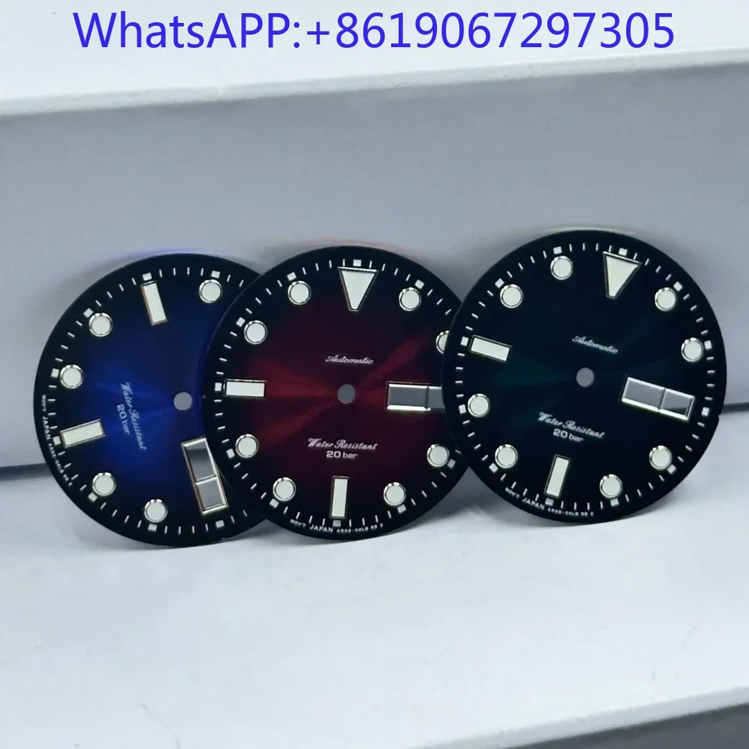 2025new gradiente sunburst relógio vintage dial adequado para nh35/36 movimento automático verde lume 20bar mergulho mod peças nh35 caso