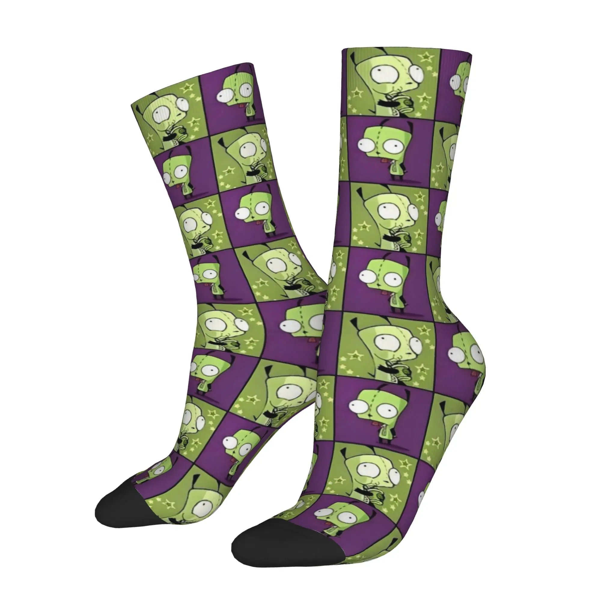 Invader Zim Gir Cartoon Socks Men's Women's Polyester Fashion  Socks Harajuku Spring Summer Autumn Winter Middle Tube Socks Gift