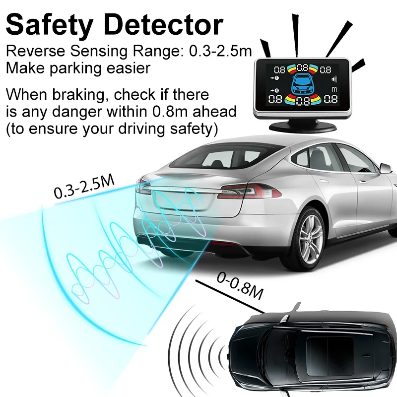 8 Parktronic Parking Sensors Kit Reversing Front Rear Car Backup Radar Detectors Backing Assistance Sound Aler parking sensor