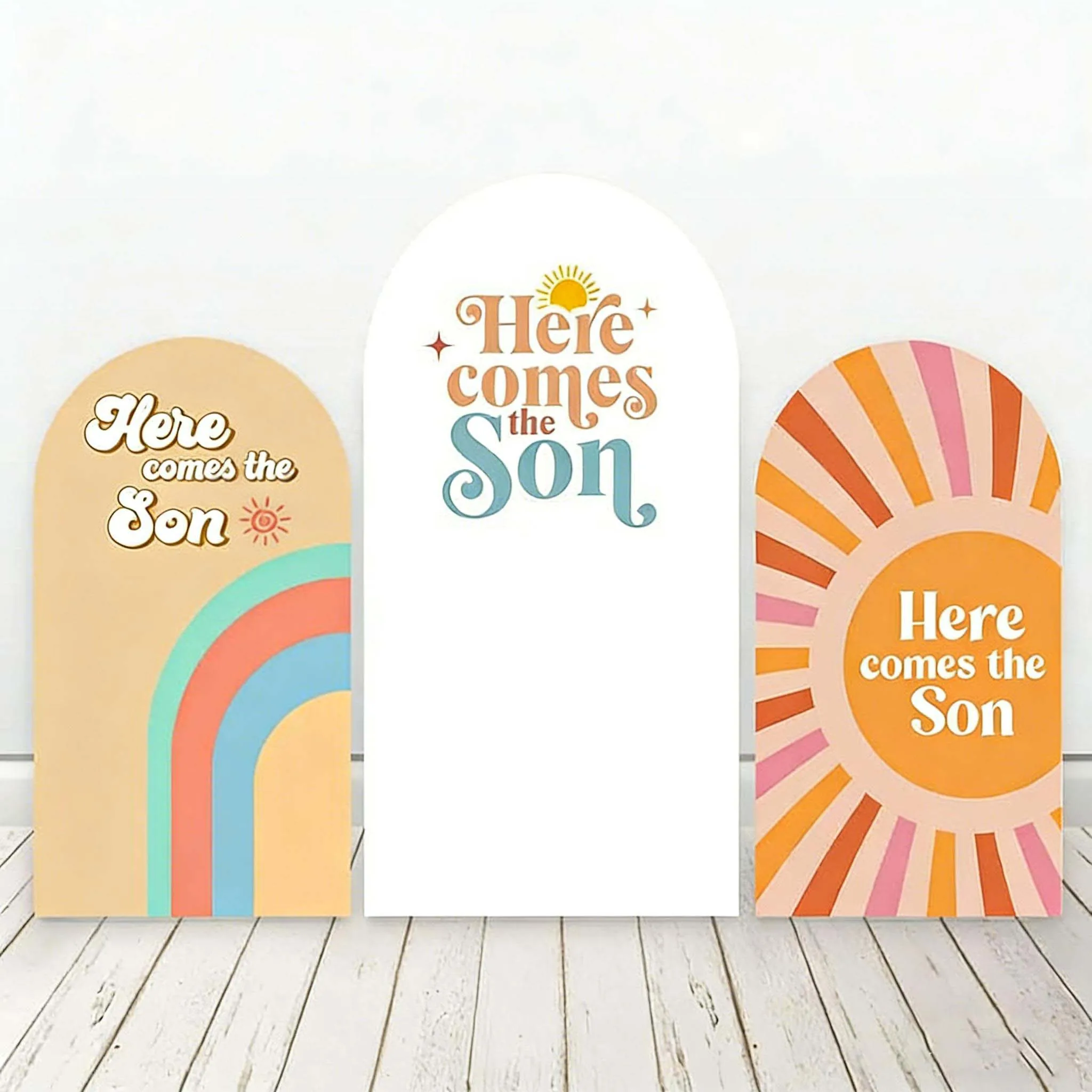 Custom 2-Side Background Arch Here Comes the Son  Covers Sunshine Baby Shower Birthday party Decor Backdrop Photo