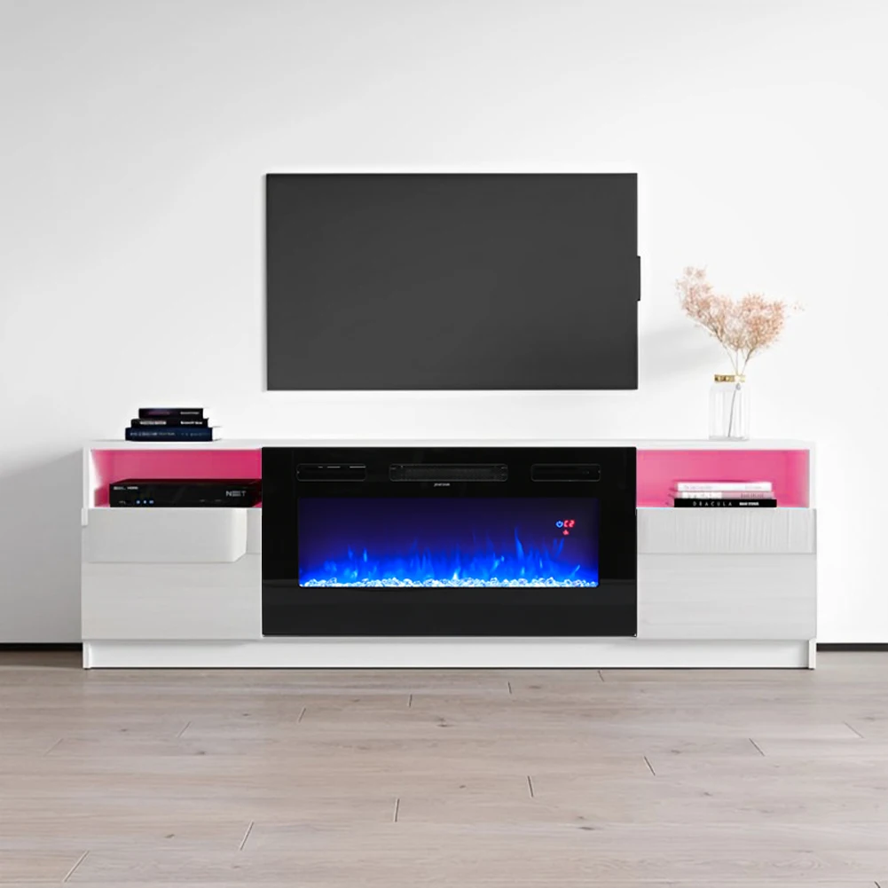 【Breeins】Recessed Electric Fireplace TV Stand with Closed Storage Home Decoration With Remote Modern