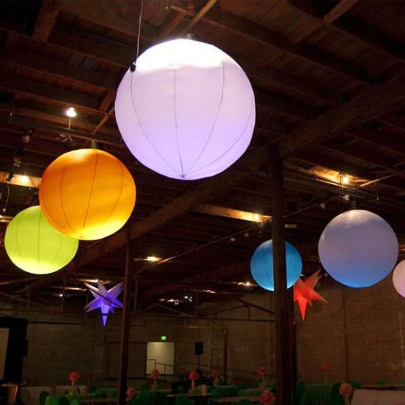 1.2m Diameter Sphere Balloon Inflatable Round Ball Customized Color Green/Red/Yellow Hanging Decor with LED White Lights on Sale