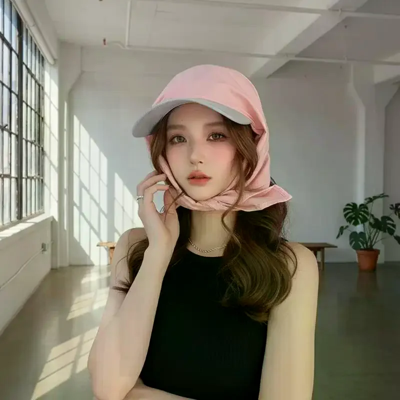 Women Contrast Brim Sun Hat UV Protection Lightweight Breathable Headscarf for Beach Travel Daily Wear