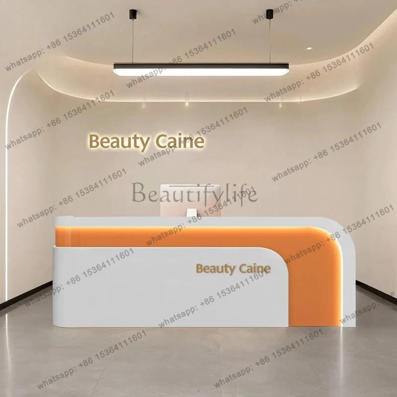 Beauty Salon Curved Cashier Counter Dental Bar Dance Training Institution Company Front Desk Reception Desk