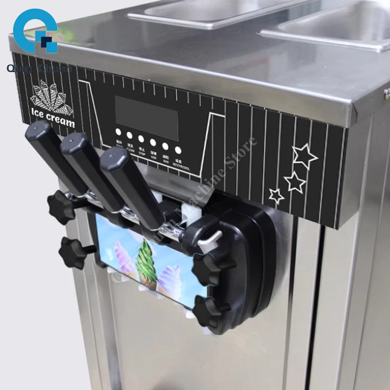 Softeismaschine, kommerzielle kleine vertikale Kegeleismaschine, drei Geschmacksrichtungen, CE