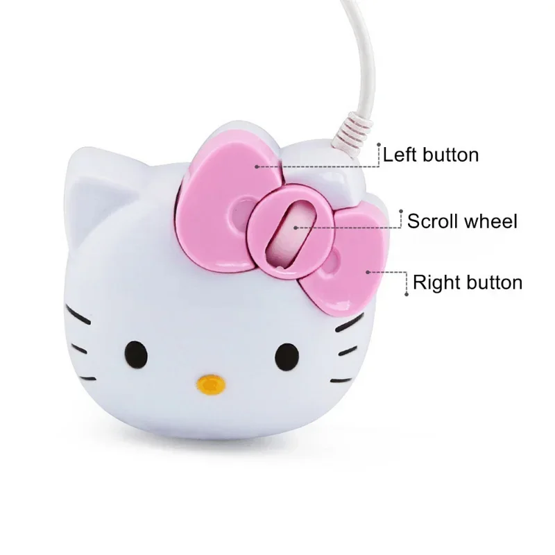 Hello Kitty Mouse Creative Cartoon Mouse ergonomico cablato Kawaii Girls Home Office Mouse per Laptop PC MAC accessori per Computer