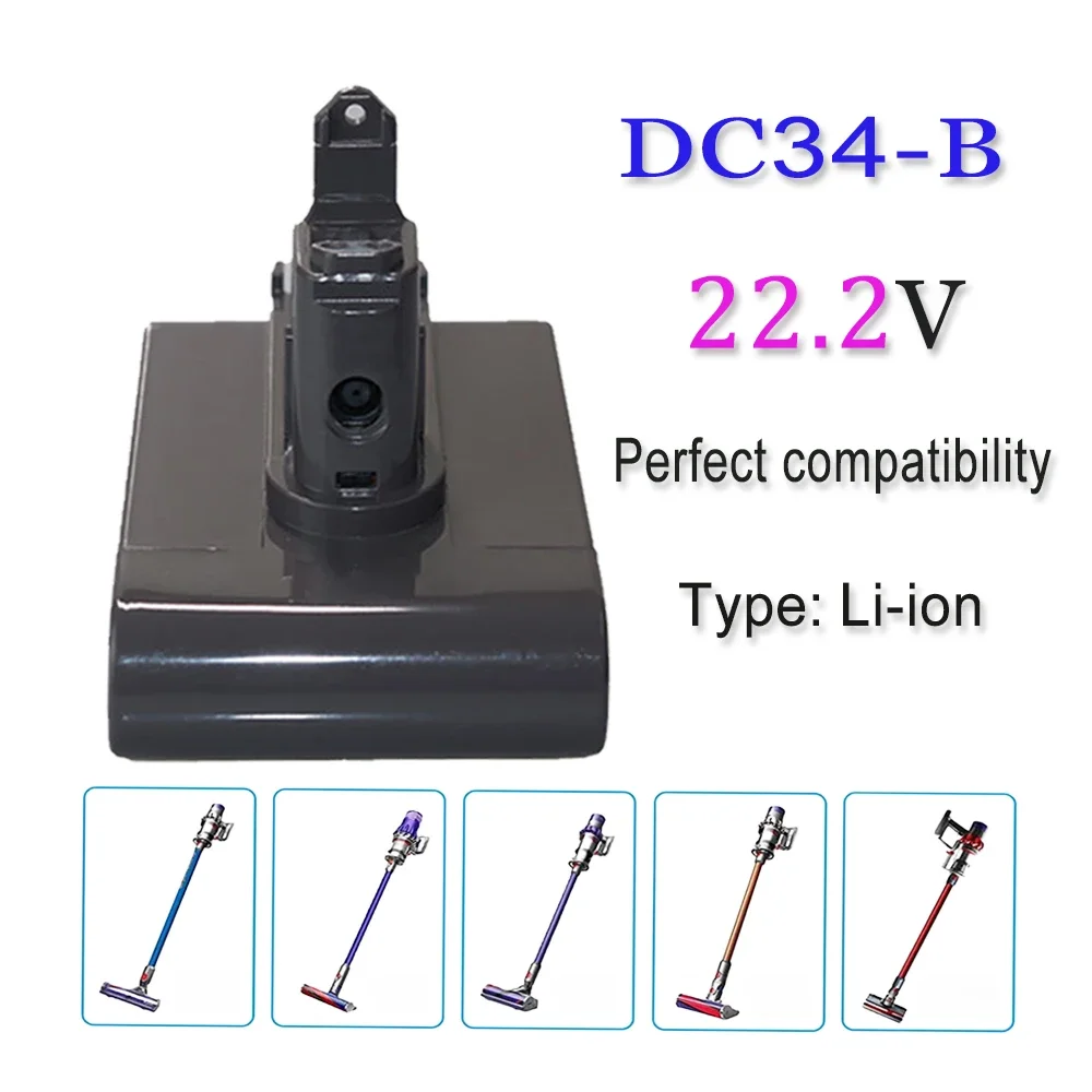 Per batteria agli ioni di litio Dyson DC34 tipo B 22,2 V 4000 mAh/5000 mAh/6000 mAh, sostituisce DC31 DC34 DC35 DC44 DC45