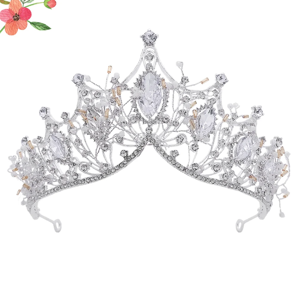 

Wedding Crown Shining Crystal Rhinestone Alloy Bride Headpiece Lightweight Durable Bridal Tiara For Wedding Silver Color Hair