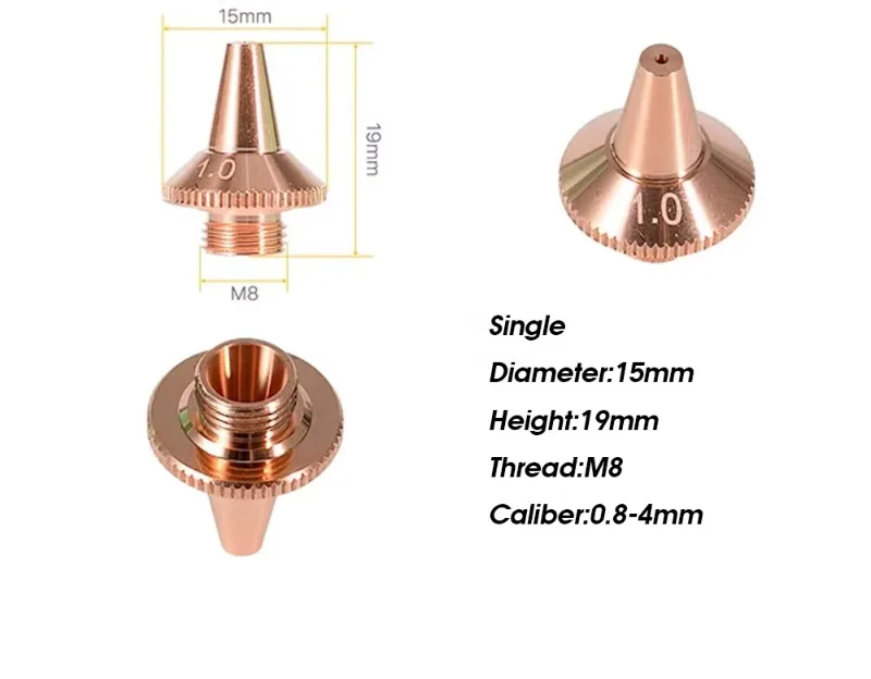 5PCS，For Precitec Raytools, 3D M8 Caliber 0.8-4 mm Single Layer Double Layer Nozzle