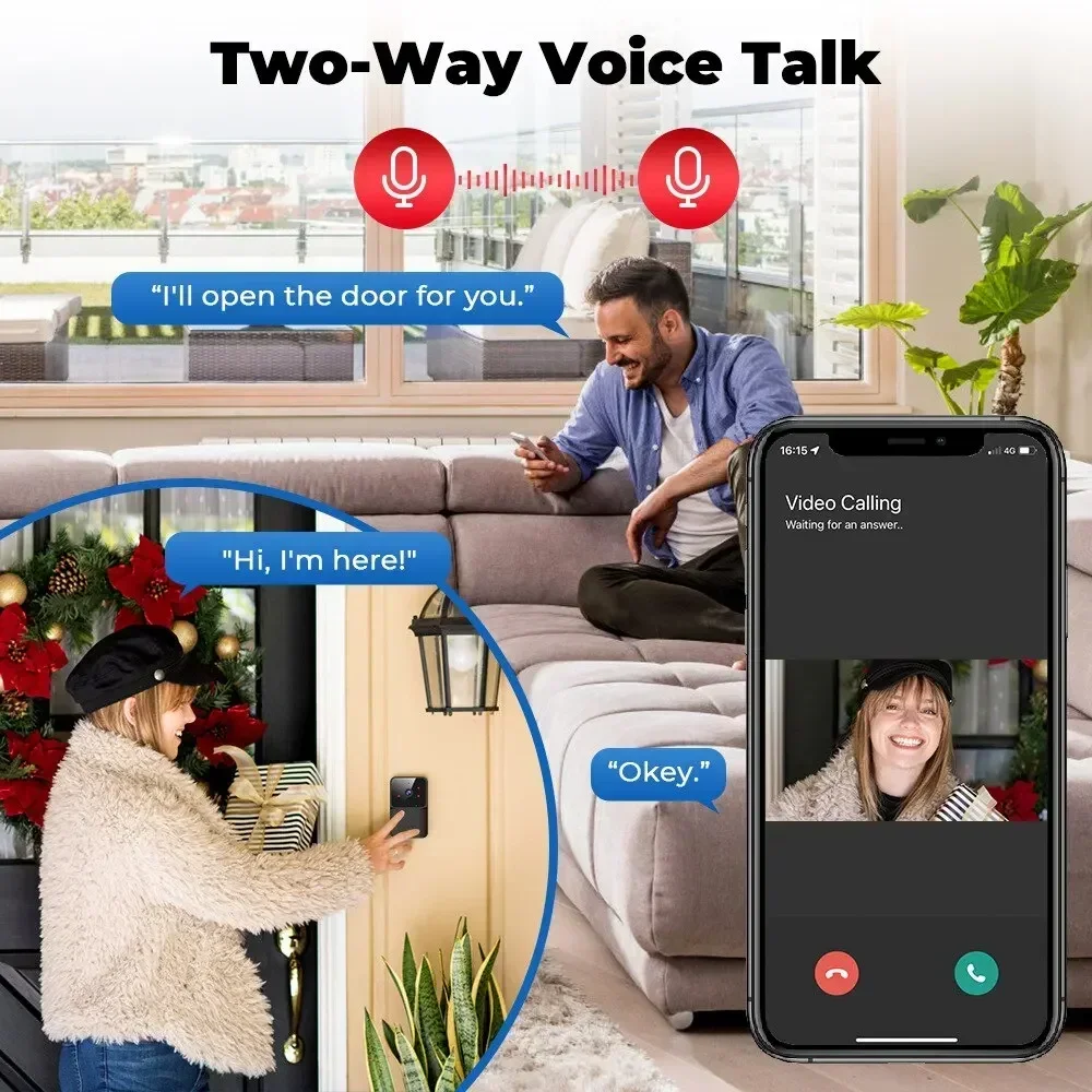 M8 Smart Video Türklingel Tuya APP 2-Wege Audio Capture Image Voice Changer Intercom HD Nachtsicht Unterstützung Familie Sharing Control
